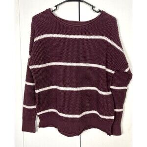 Hollister Women Purple & White Striped Knit Sweater Size Medium